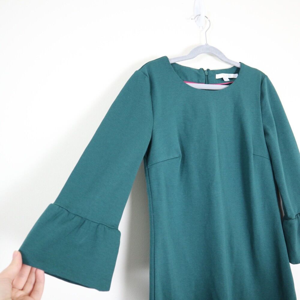 Boden US 2P Lavinia Ponte Knit Sheath Dress Flared Sleeve Green - Picture 6 of 11
